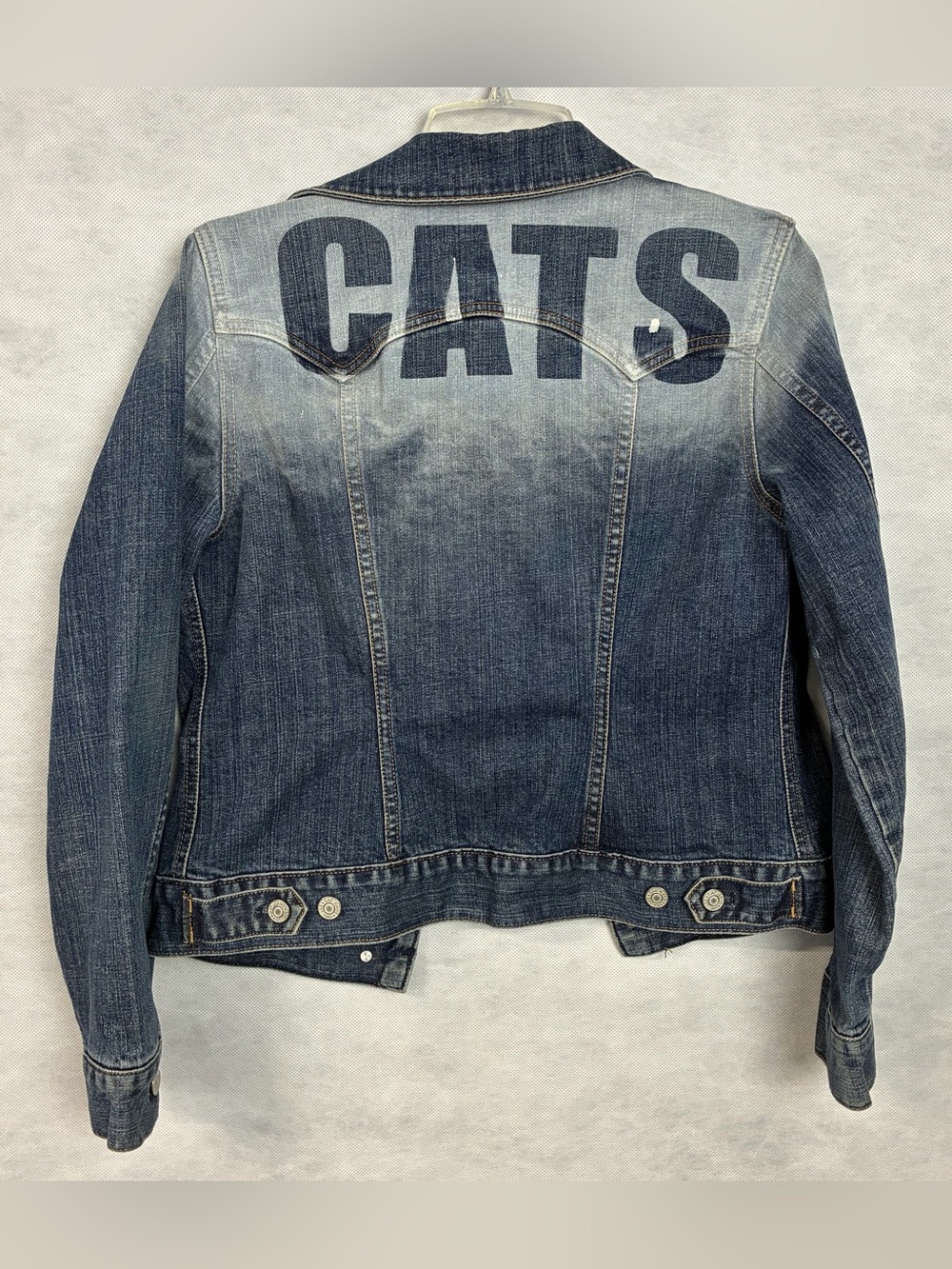 Vintage Gap Denim Jacket Womens Small Blue Trucker Stretch Y2K Cats UK Wildcats